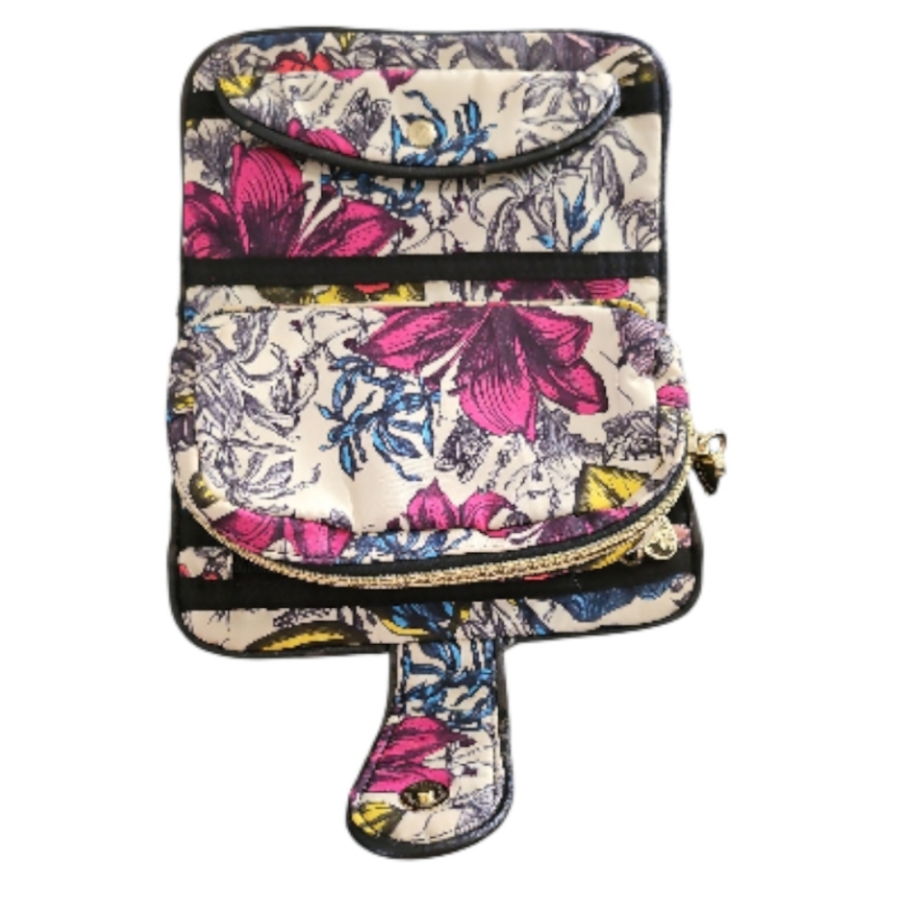 Betsey Johnson Floral Garden Moth Makeup Pouch With Detachable Mini Pouch - Picture 5 of 16